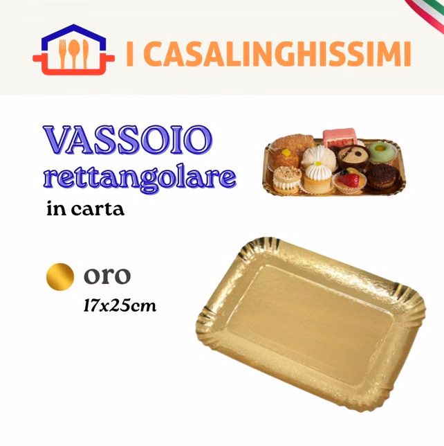 VASSOIO ORO RETTANGOLARE 17X25